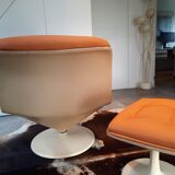 Armchair and ottoman in sky color whyskey by georges-charles van rijck by beaufort in 1970