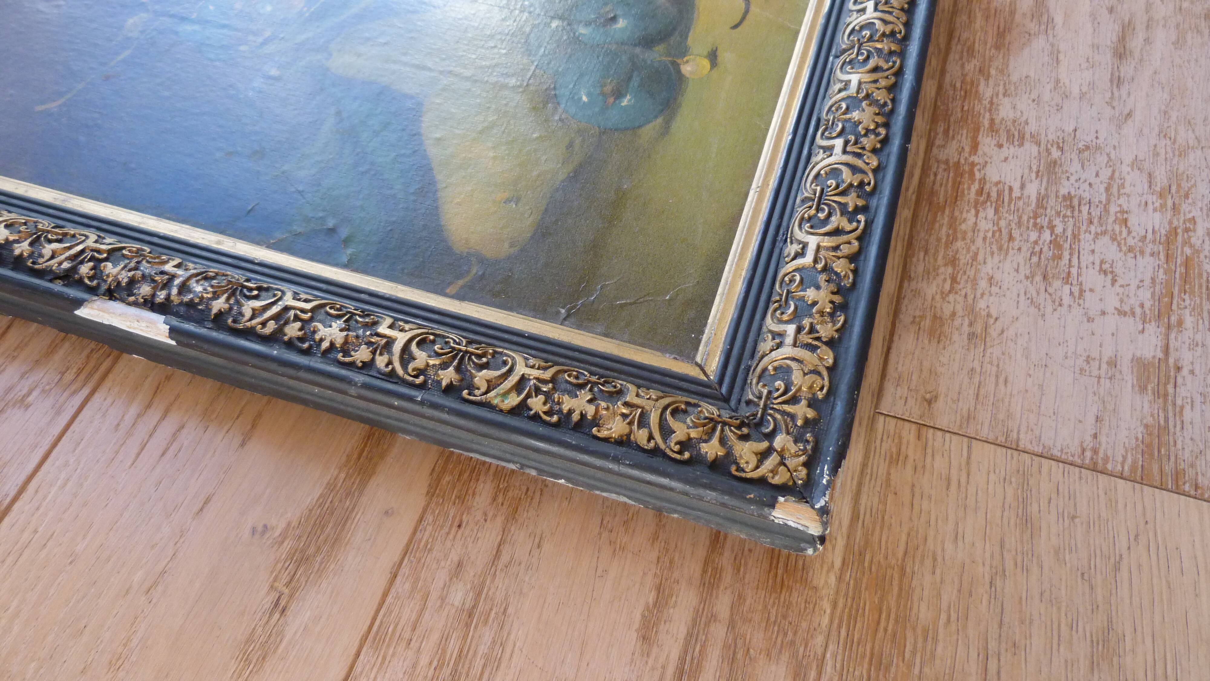 Oil on canvas still life with fruit by J. Rubel