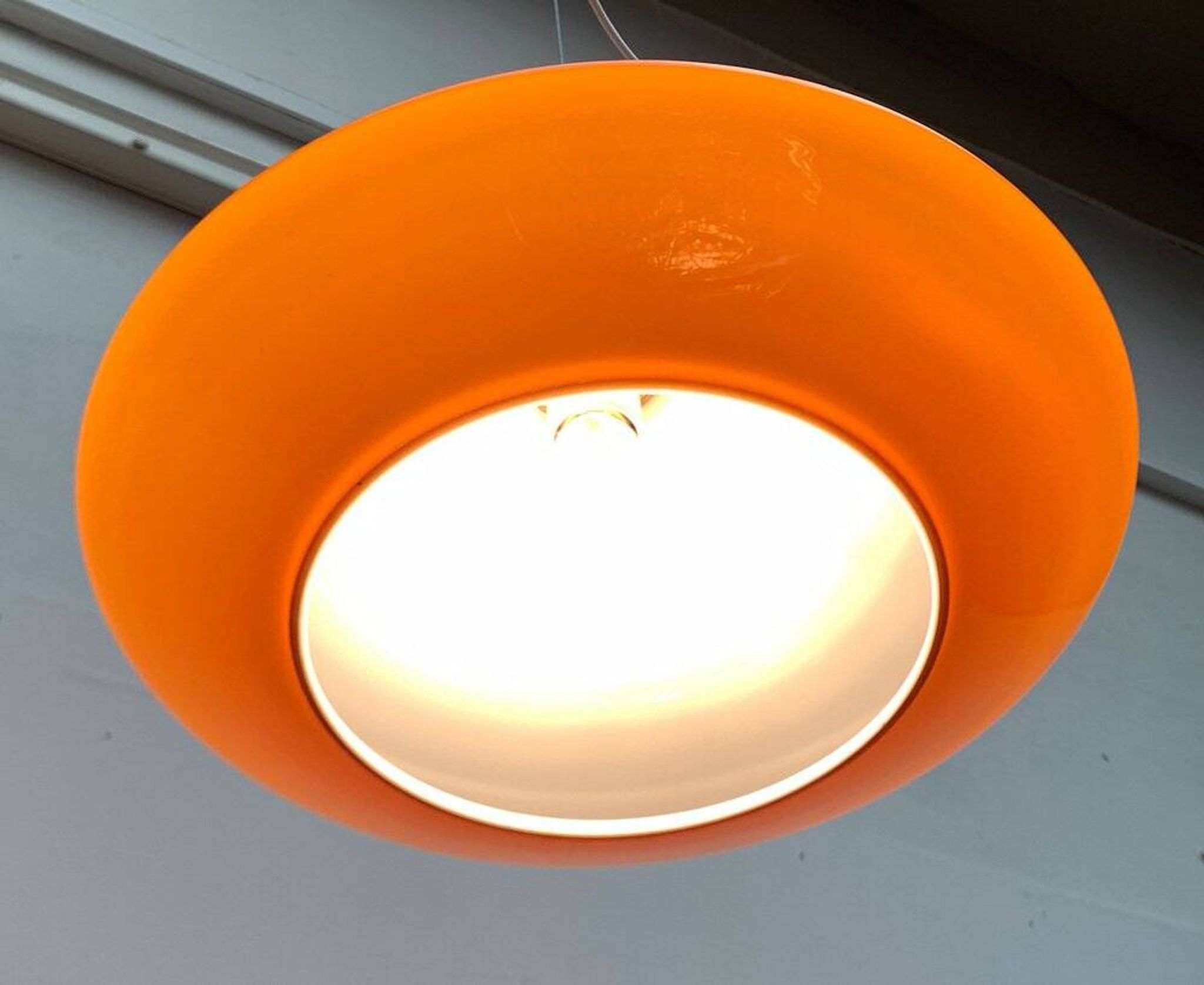 Mid-century glass tulip pendant by Peill & Putzler, 1960s.