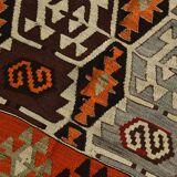 Light Green & Orange Tribal Turkish Kilim Rug, 141x305Cm