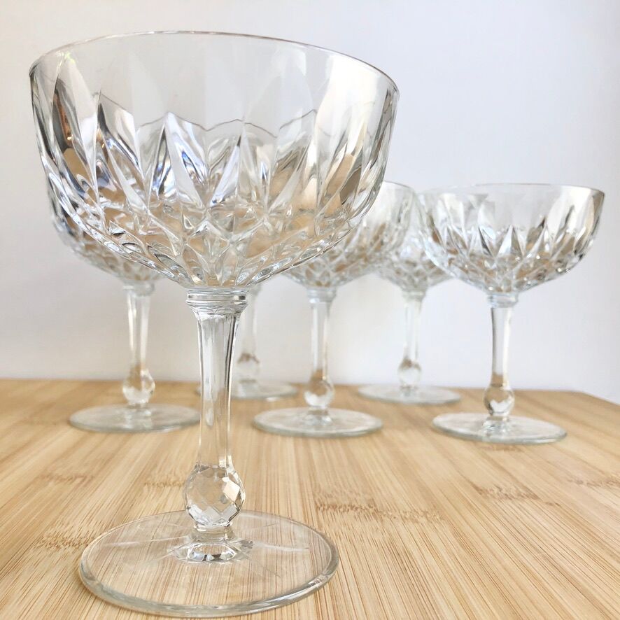 6 vintage champagne glasses (60's)