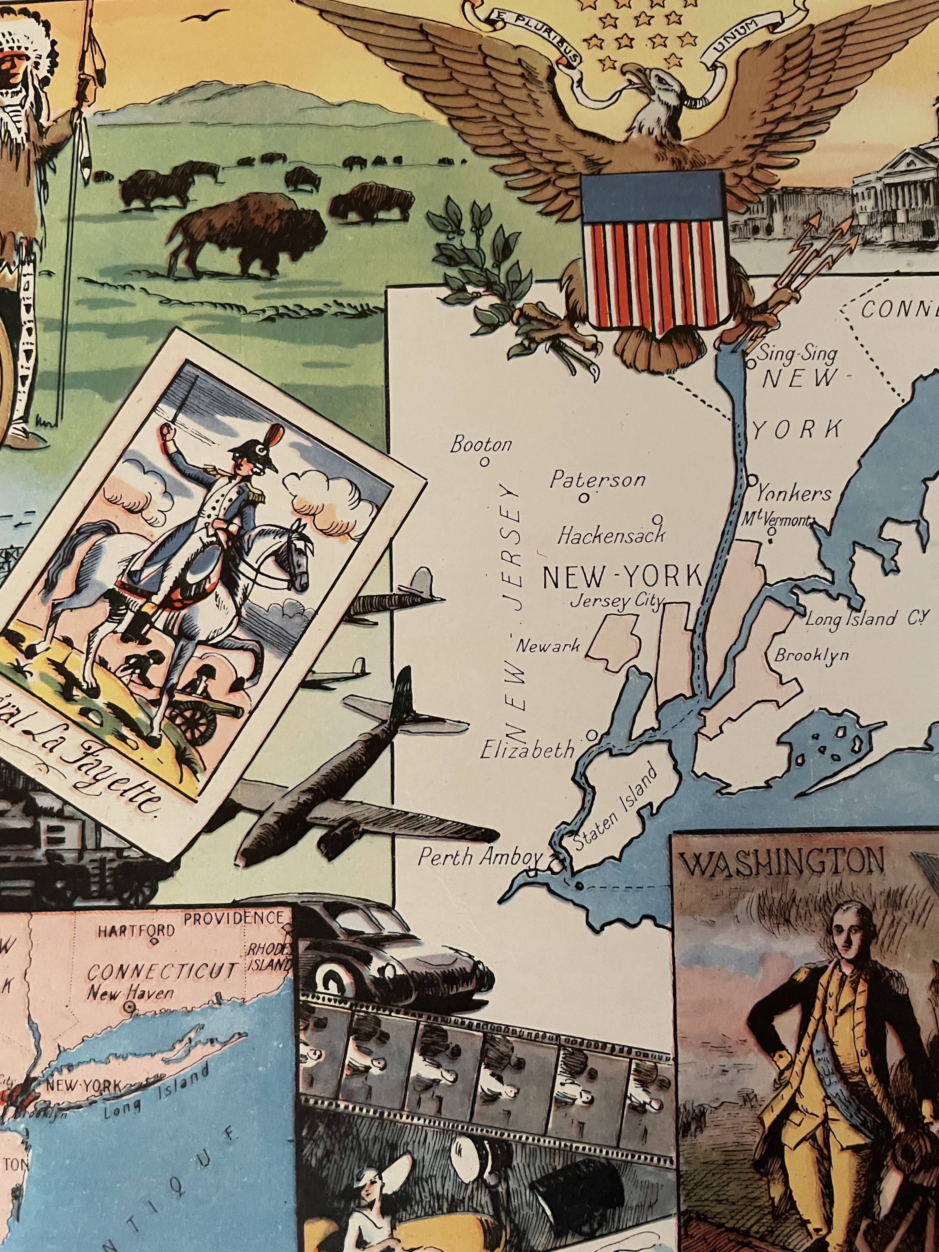 Affiche ancienne carte sur New York de 1948 - JP Pinchon