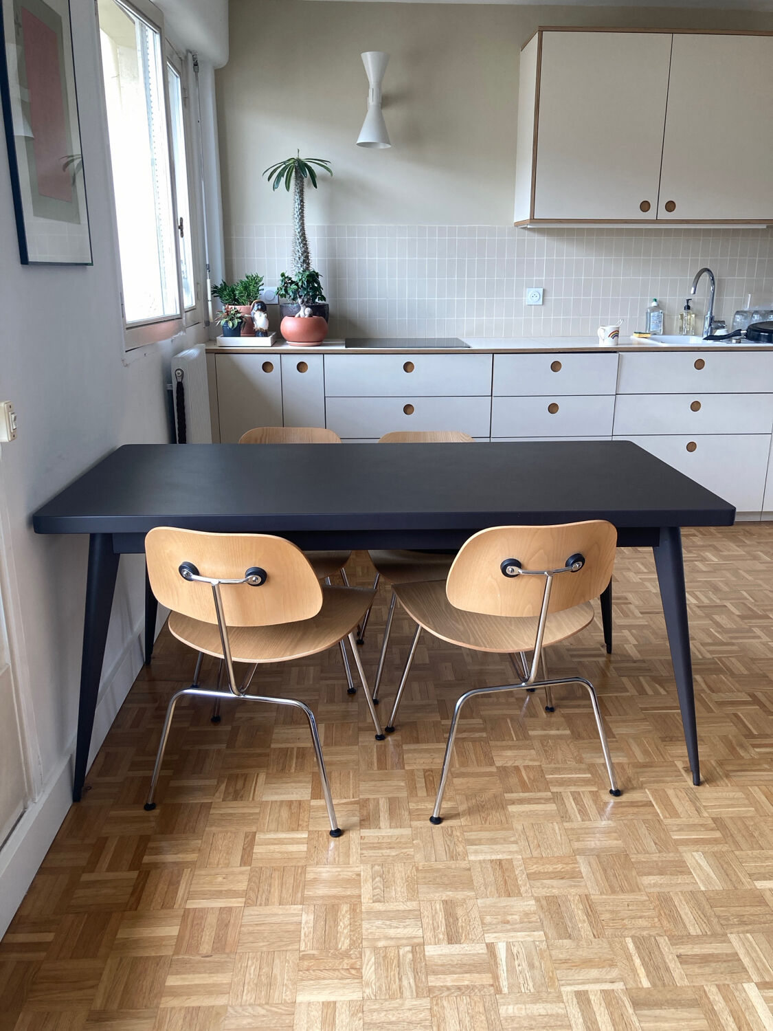 Tolix dining table 55 160 chocolate