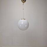 Italian Murano Glass Globe Chandelier with Brass Accents, 1970s