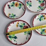 Ensemble de 6 assiettes à dessert anciennes en faïence Sarreguemines, décor Colmar, 1920