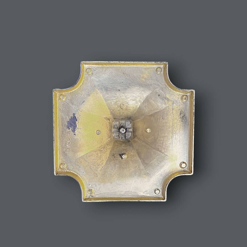 Antique fireplace tool in gilded zamak with duck head designs.