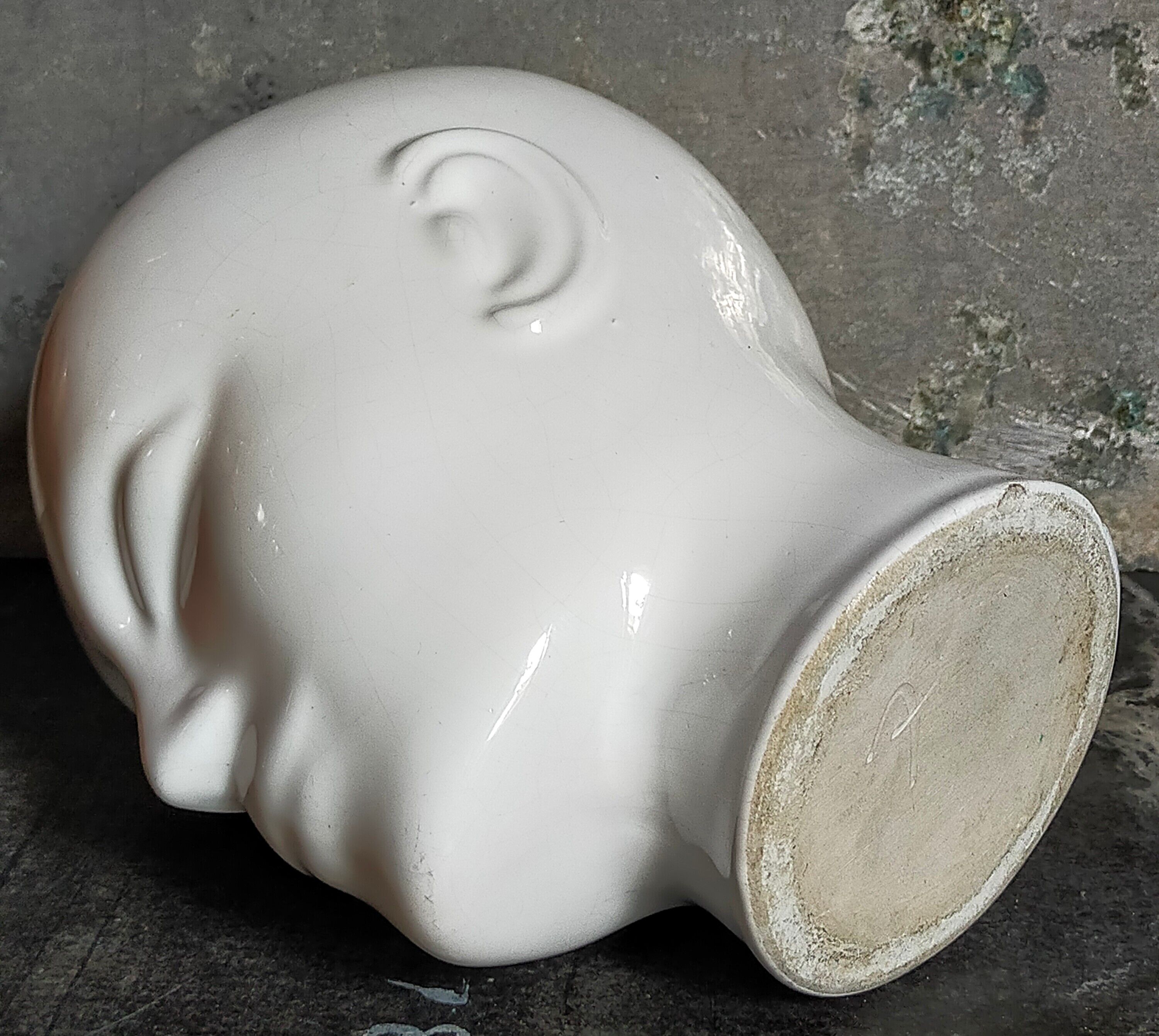 White ceramic pot cover vase 60s