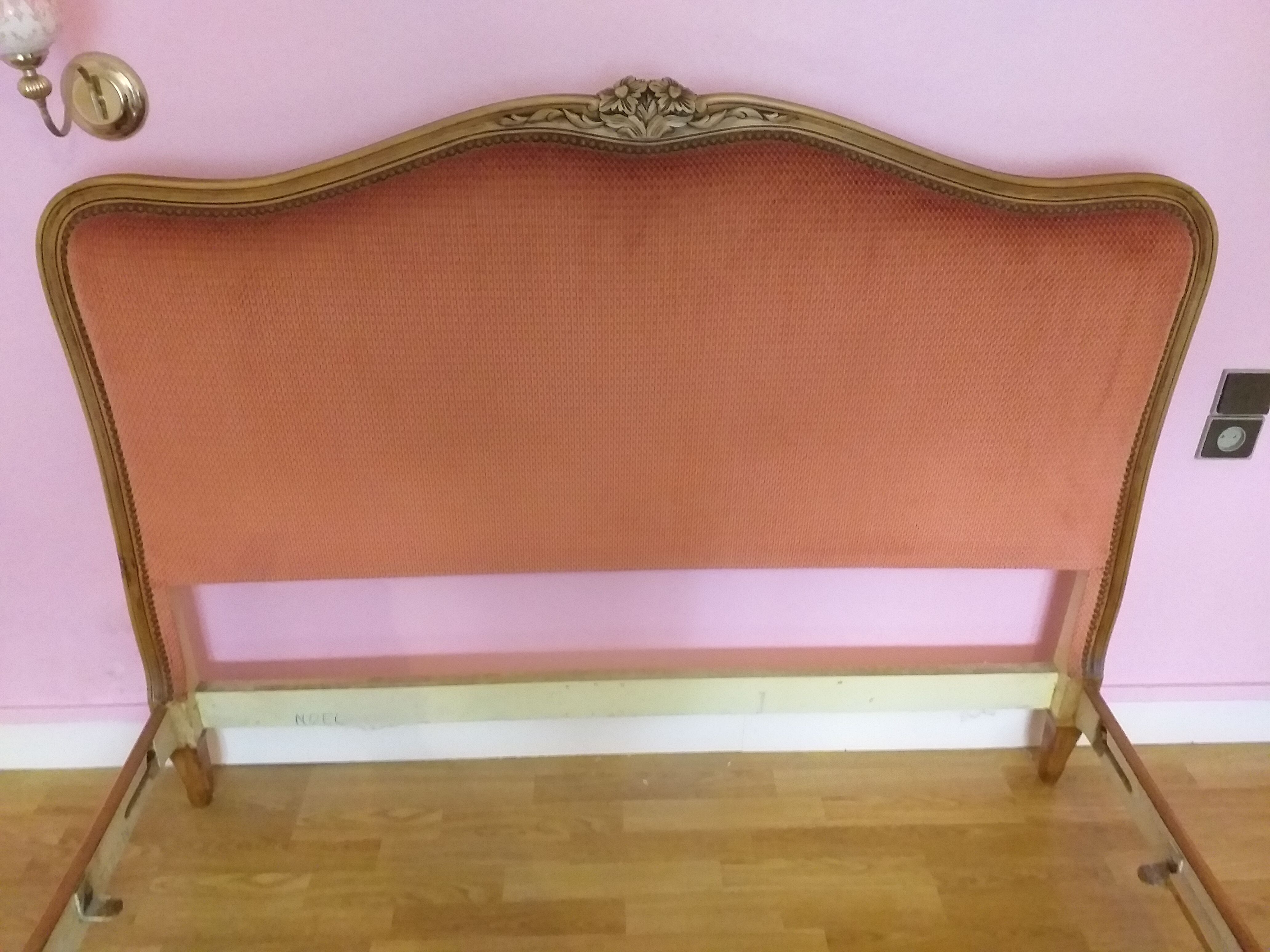 Louis XV-style solid oak basket bed