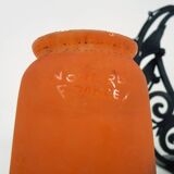 Art Deco Noverdy tulip lamp with black wrought iron base. 1930s