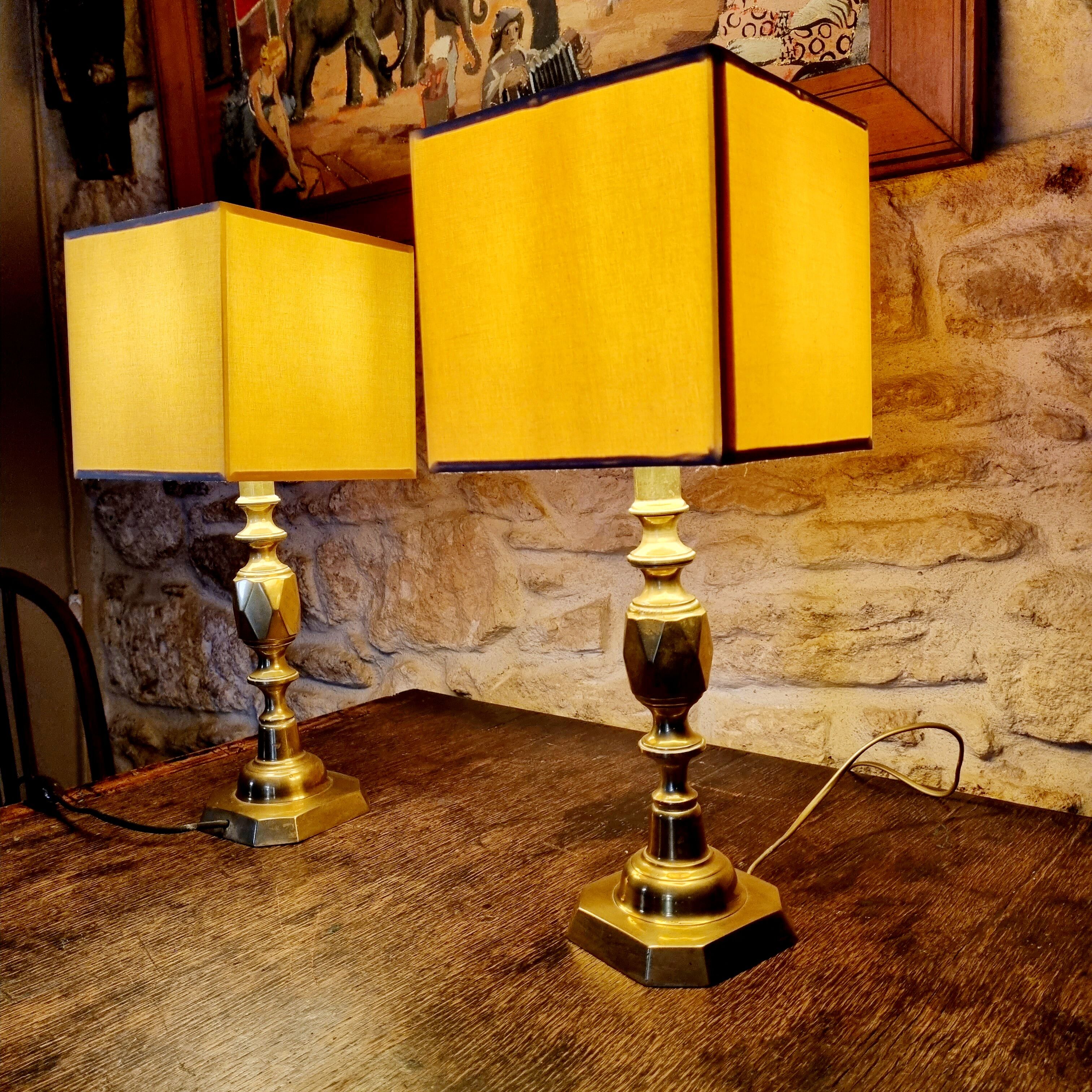 Pair of bronze lamps