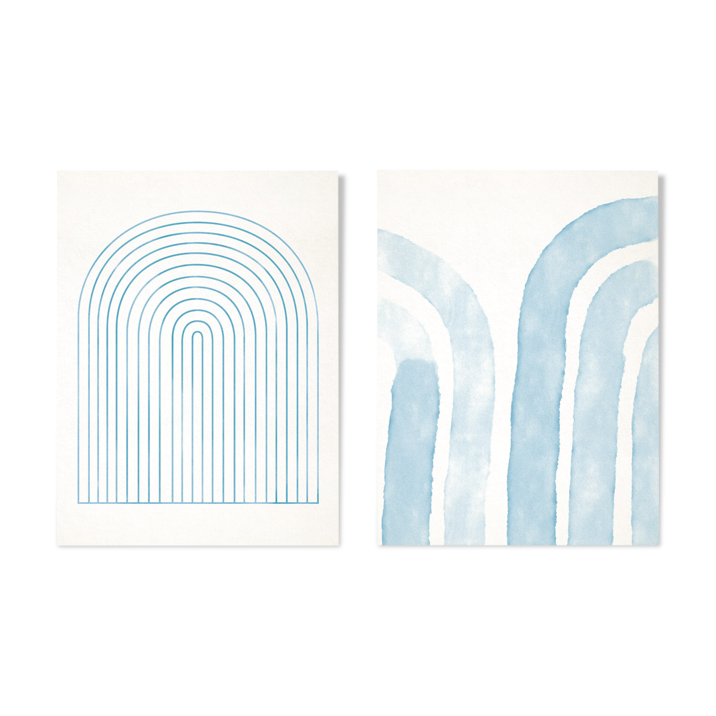Pair of giclee prints, abstract blue wall art set of two, 50x70cm