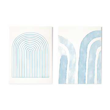 Pair of giclee prints, abstract blue wall art set of two, 50x70cm