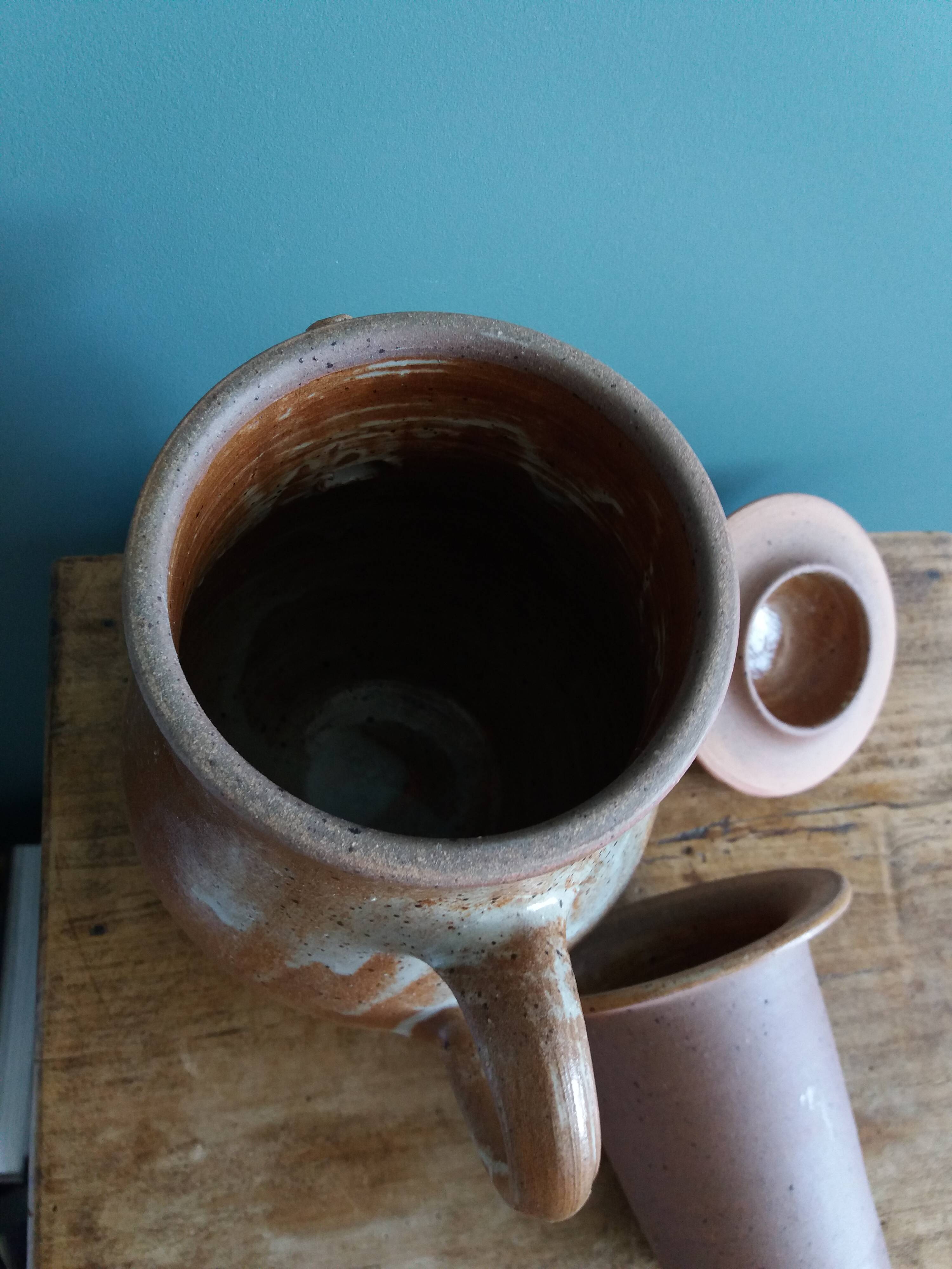 Puisaye stoneware filter teapot, Mallet pottery