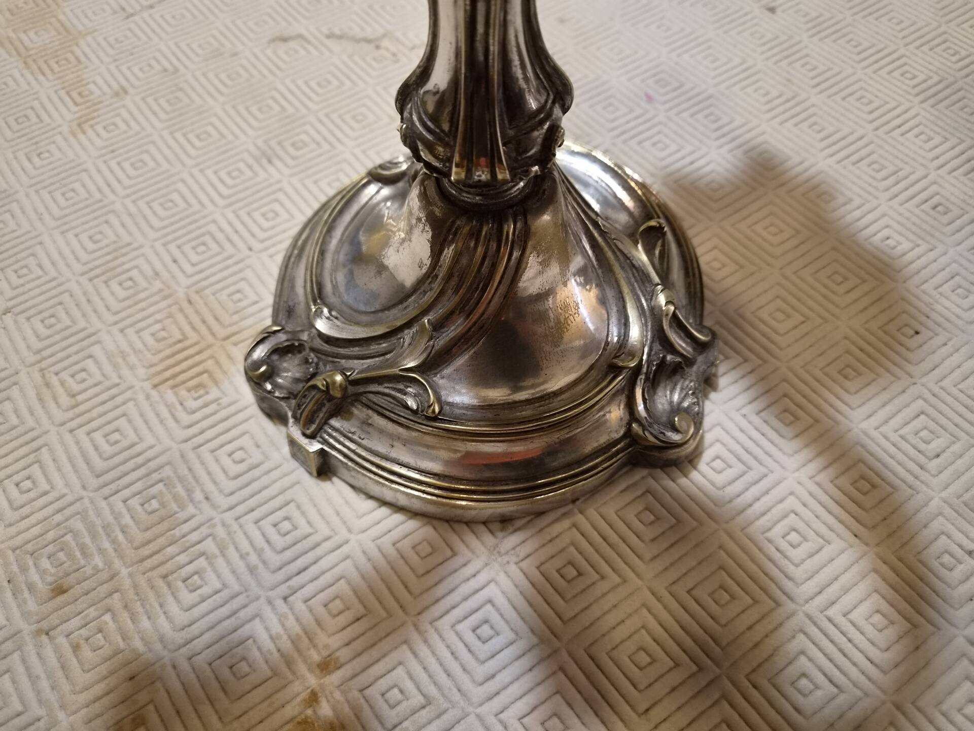 Pair of Louis XV style candelabra, in silvered bronze, 19th century.
