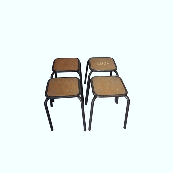 4 tabourets Mullca indus, atelier, école époque vintage