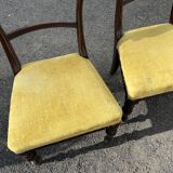 Lot de 3 chaises style victorien – acajou – assise velours jaune