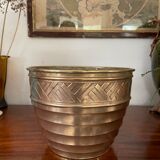 Art deco brass pot cover 24cm diam