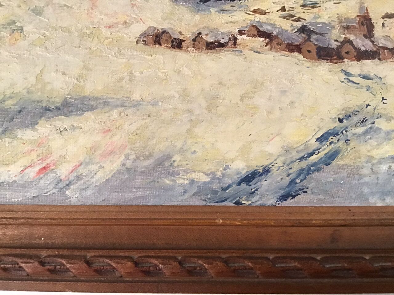 Table, winter landscape under snow 50/60s