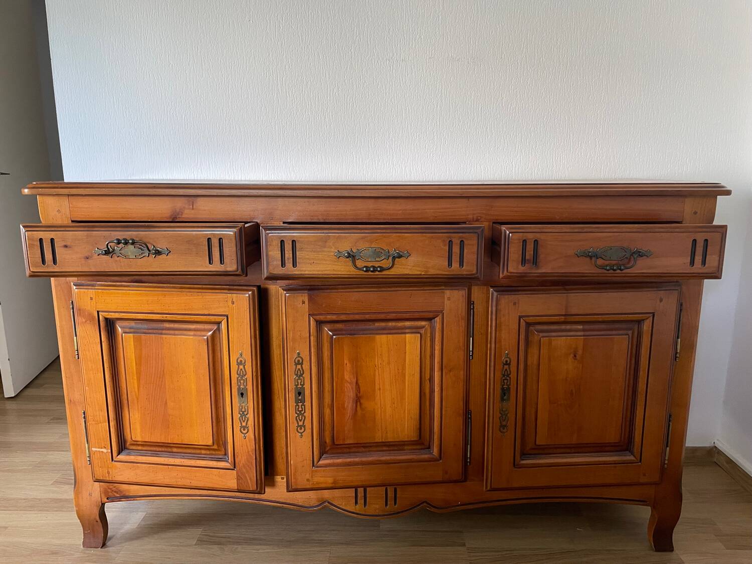 3-door cherry wood sideboard buffet