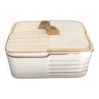 Candy cookie box - ceramic - st amand - beige and gold - art deco.vintage