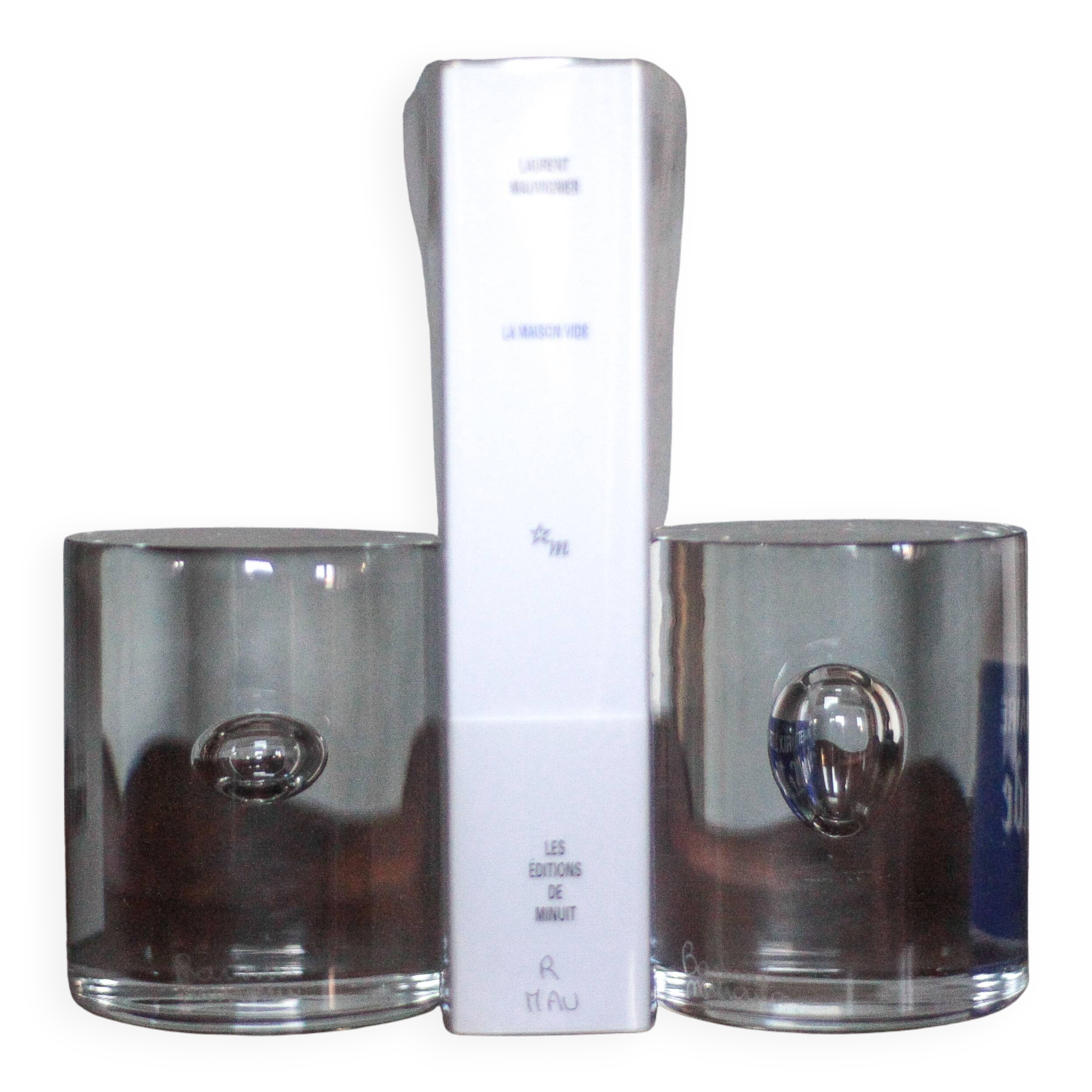 Pair of Murano glass bookends by designer Barbini, modernist bookend.