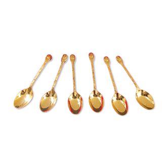 6 Teaspoons golden 24 carat