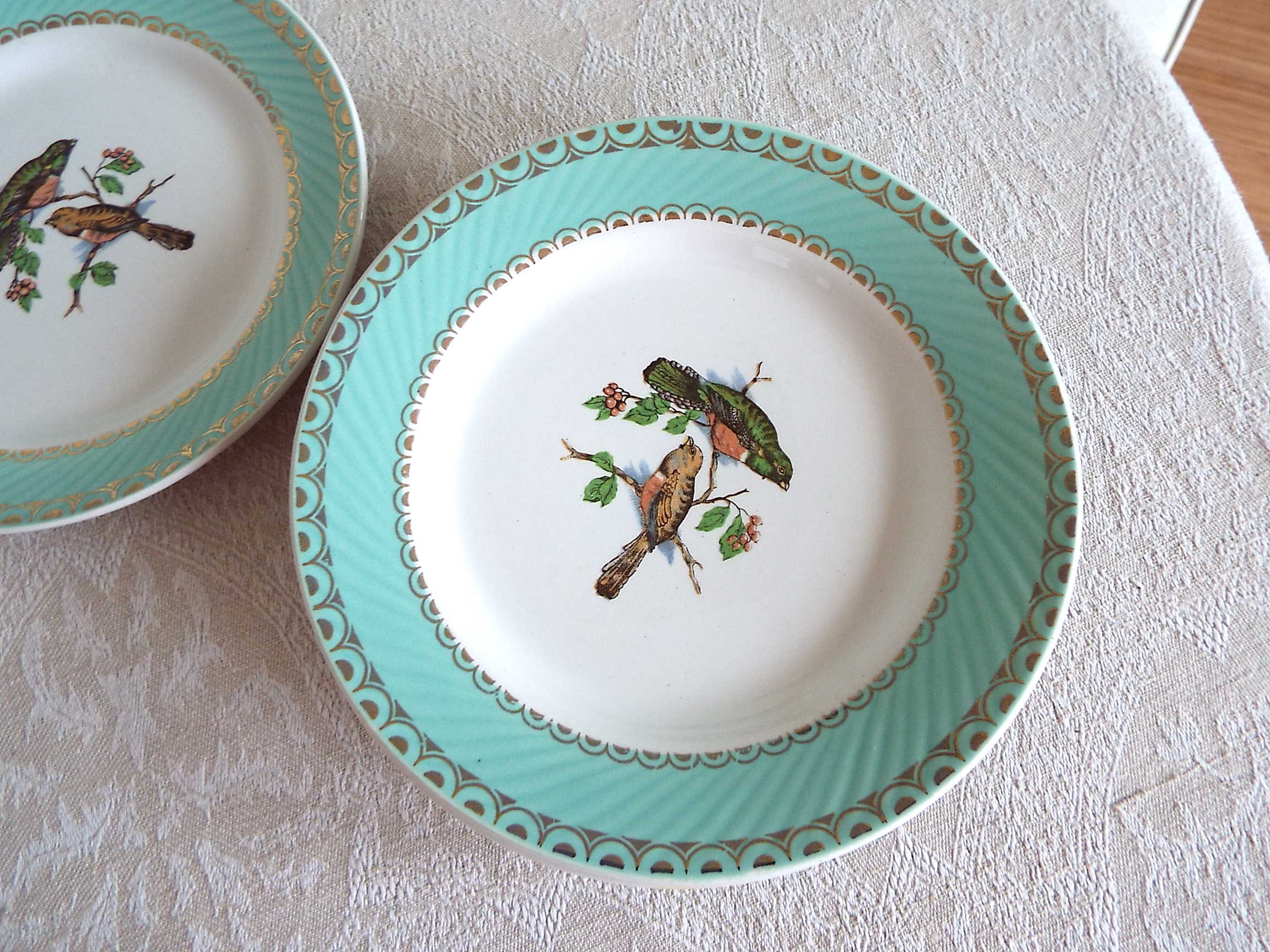 4 bird dessert plates