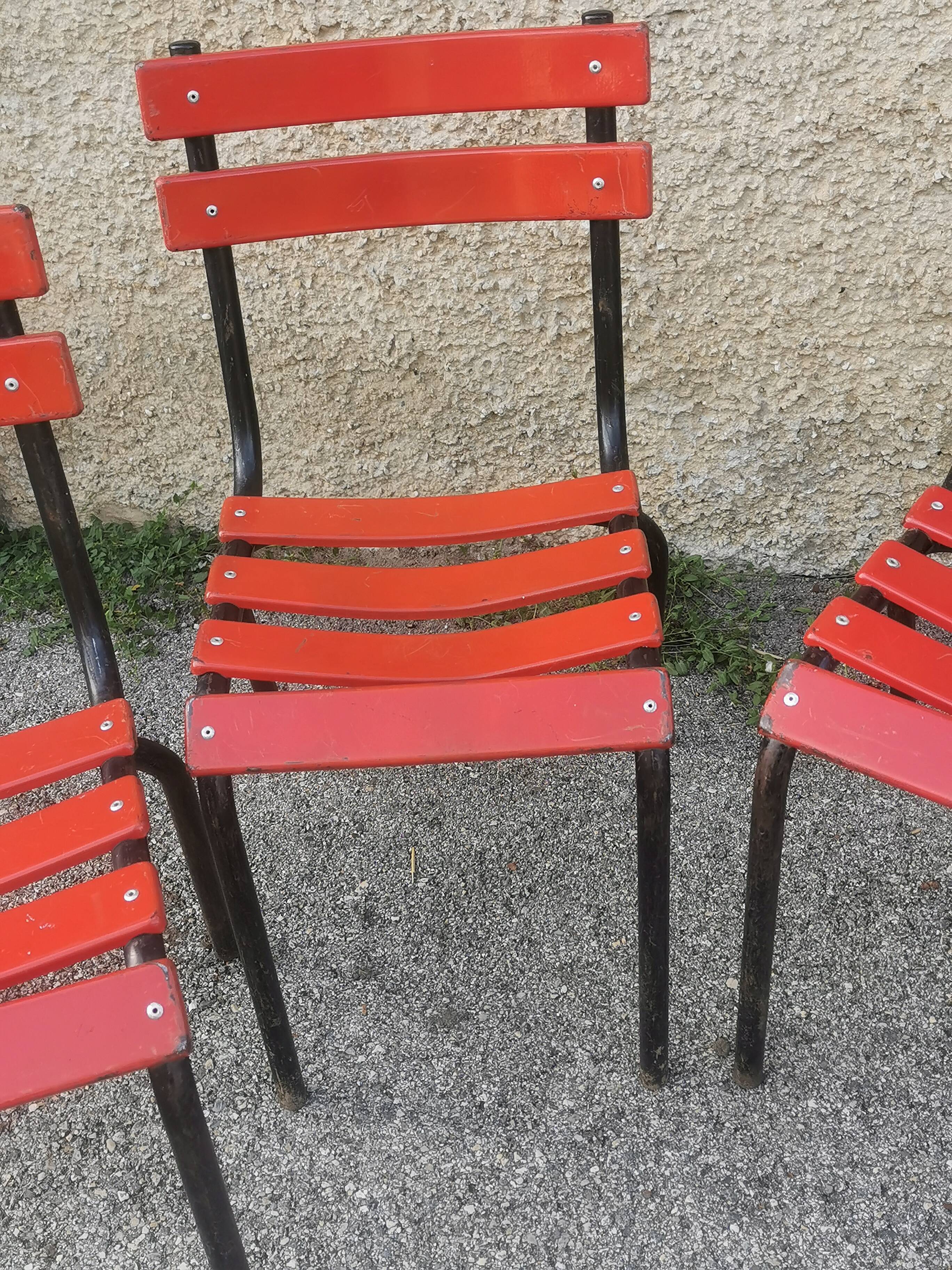 Serie de 4 chaises de terrasse "tolix"