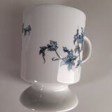 Ensemble sucrier et 7 mugs / tasses à fleurs bleues en porcelaine de Limoge