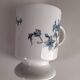 Set of sugar bowls and 7 mugs / cups with blue flowers in Limoges porcelain