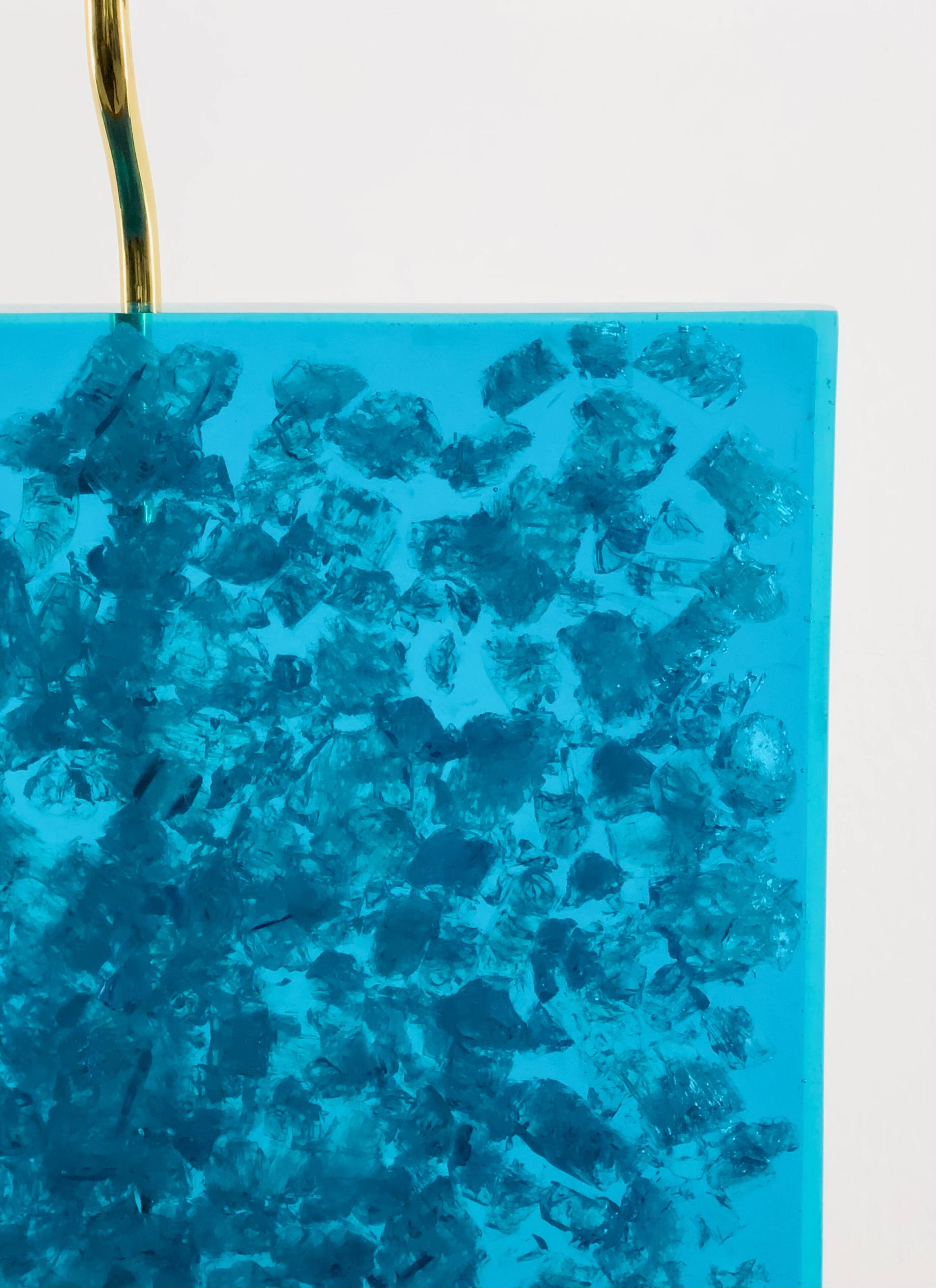 Turquoise fractal resin table lamps, 1980s
