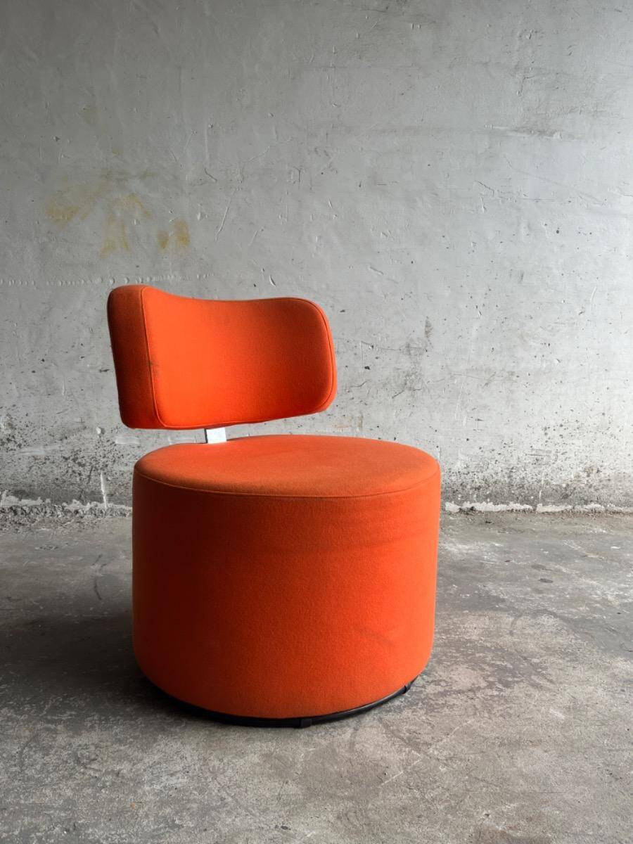 SITS Mokka swivel armchair in orange fabric — Scandinavian modern retro rounded design