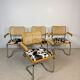 4 fauteuils cannés chrome et bois années 70