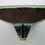 After Fontana Arte Pair of Modern Italian Glass and Brass Sconces, 1980s