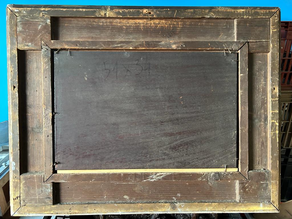 Adrien Jacques Sauzay (1841-1928) The entrance to the village - oil on mahogany panel