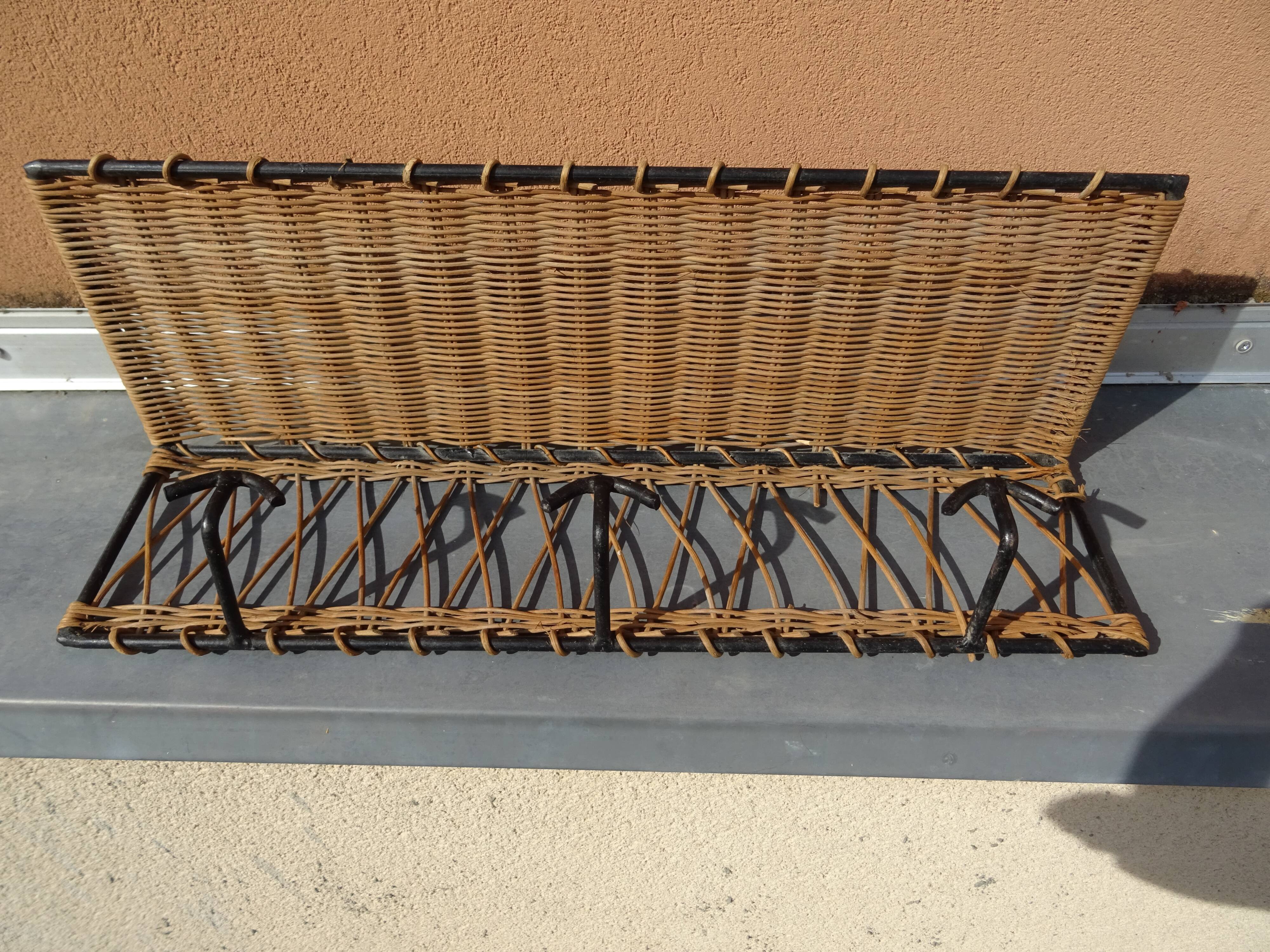 Ferotin coat rack in wicker and metal from the 60s vintage