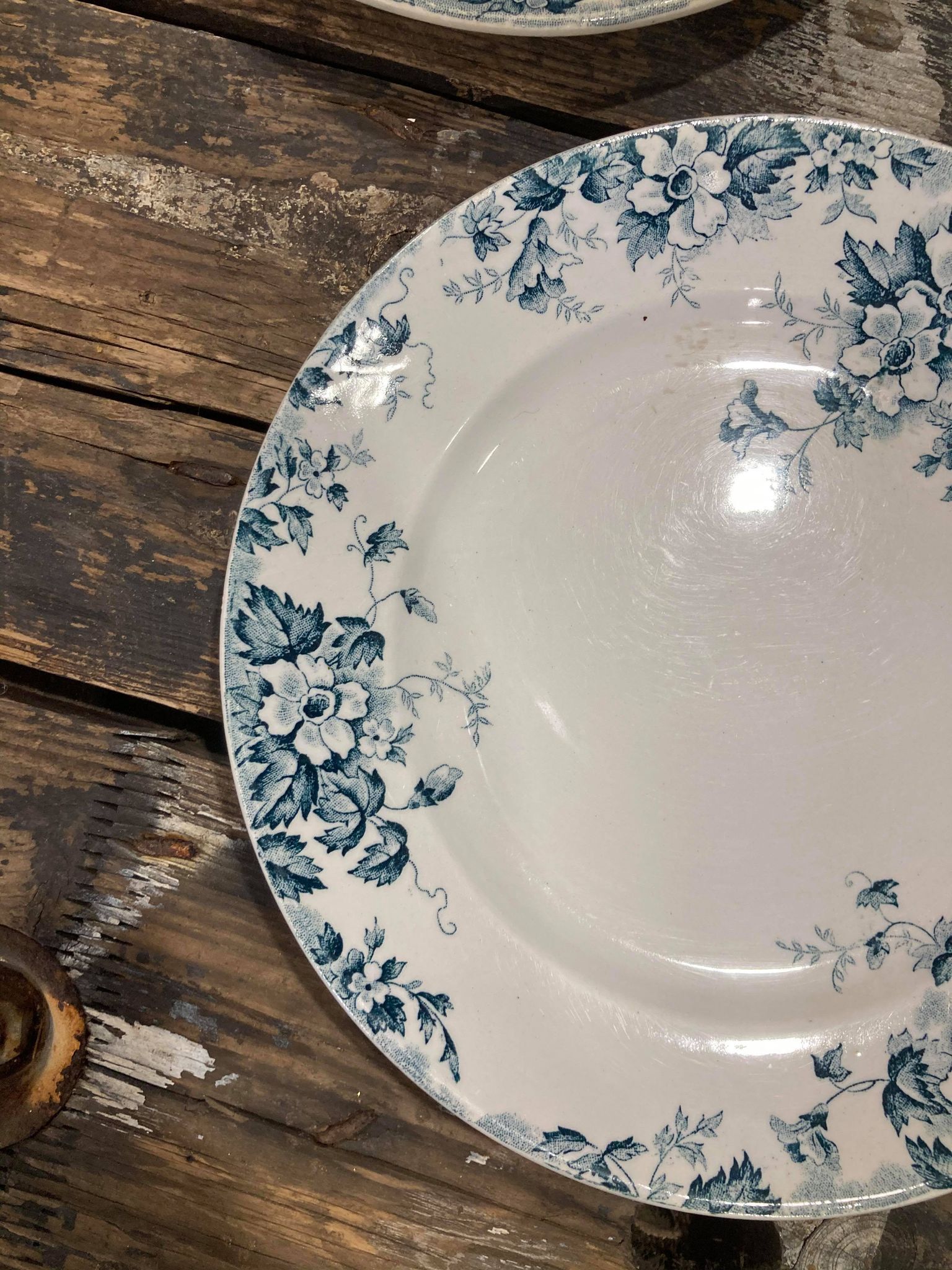 Lot of 6 plates in Terre de Fer Saint Amand - Marie-Louise model hamage