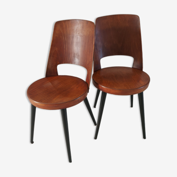 Pair of baumann bistro chairs model mondor 1960s