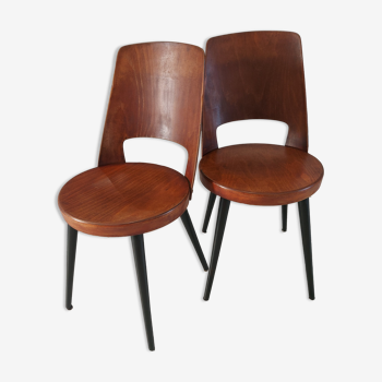 Paire de chaises de bistrot baumann modèle mondor années 1960