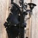 Pair of black wrought iron wall sconces - neo-Gothic style - from the 1950s