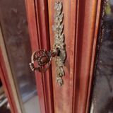 Large Louis XVI style display case with mahogany veneer and decorative bronzes