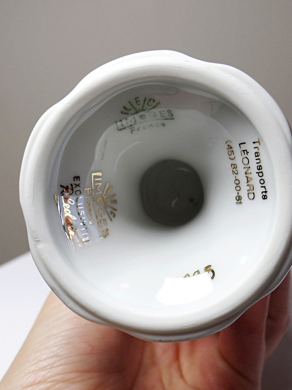 Mismatched pair of Limoges porcelain mazagrans, Haviland & LEC vintage.