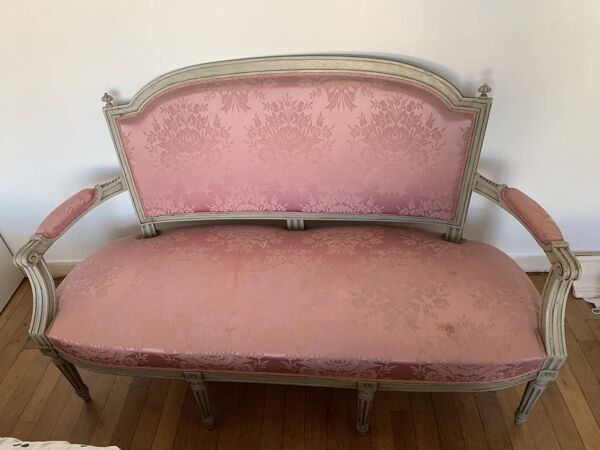 Canapé, banquette ancienne de style Louis XVI