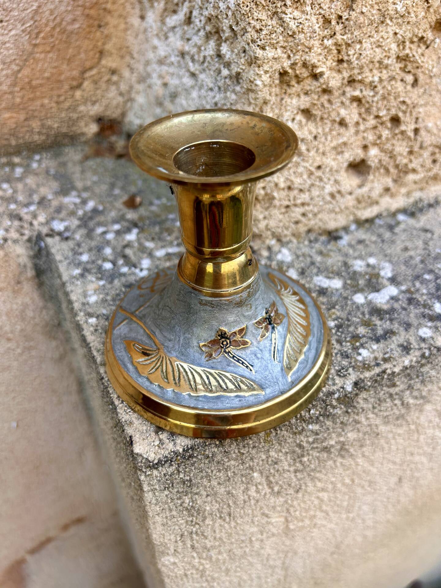Golden brass candlestick