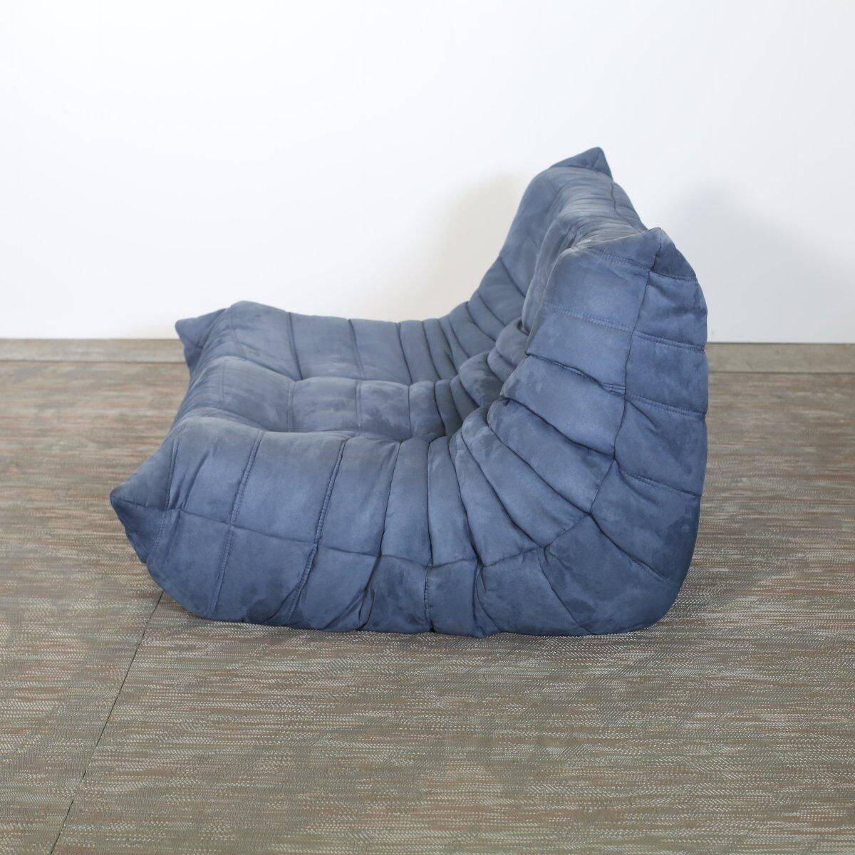 Ligne Roset two-seater blue Togo sofa by Michel Ducaroy