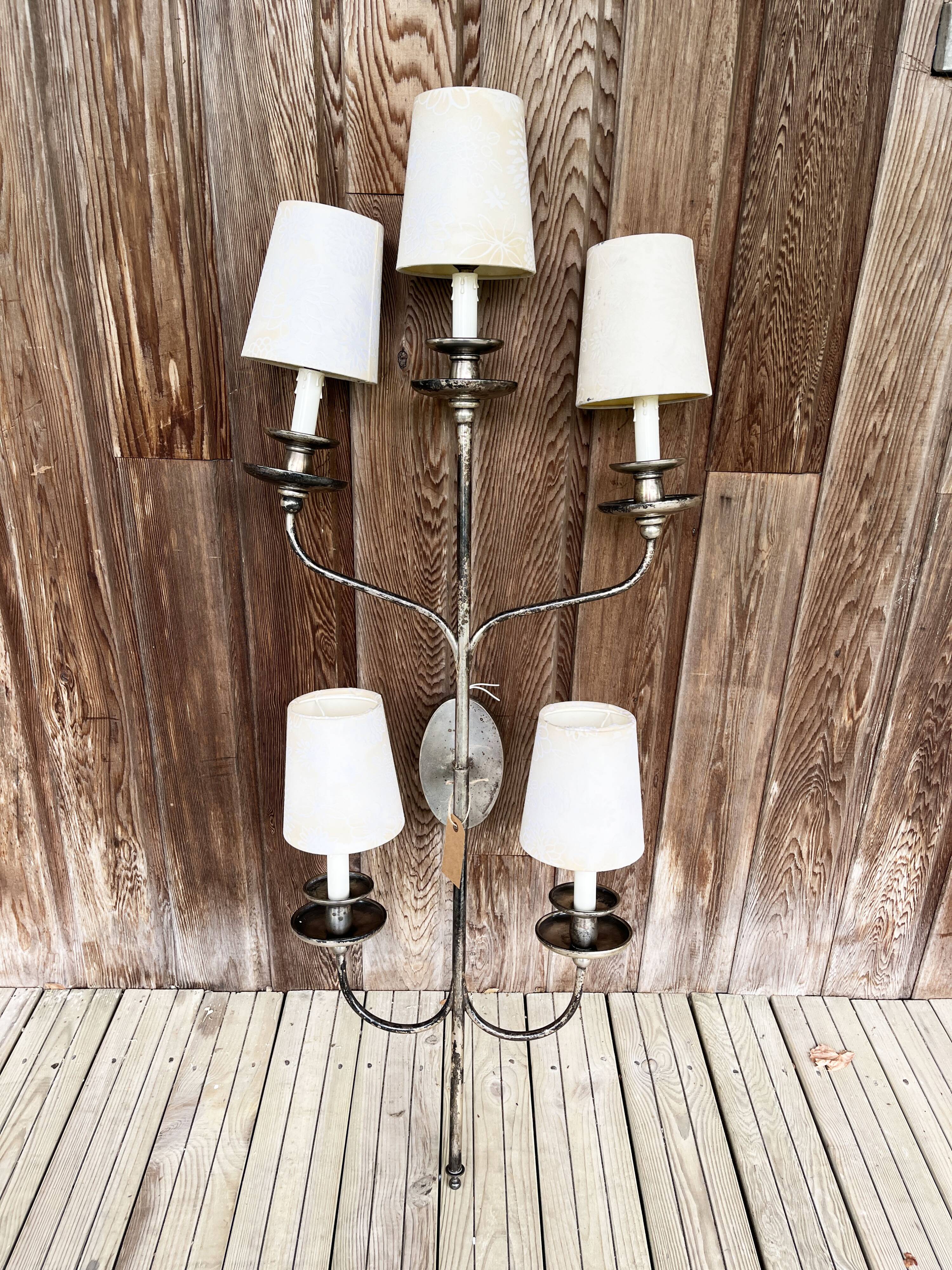 Large metal wall chandelier 1950s
