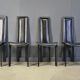 Vintage black leather dining chairs, set of 4, 1980s