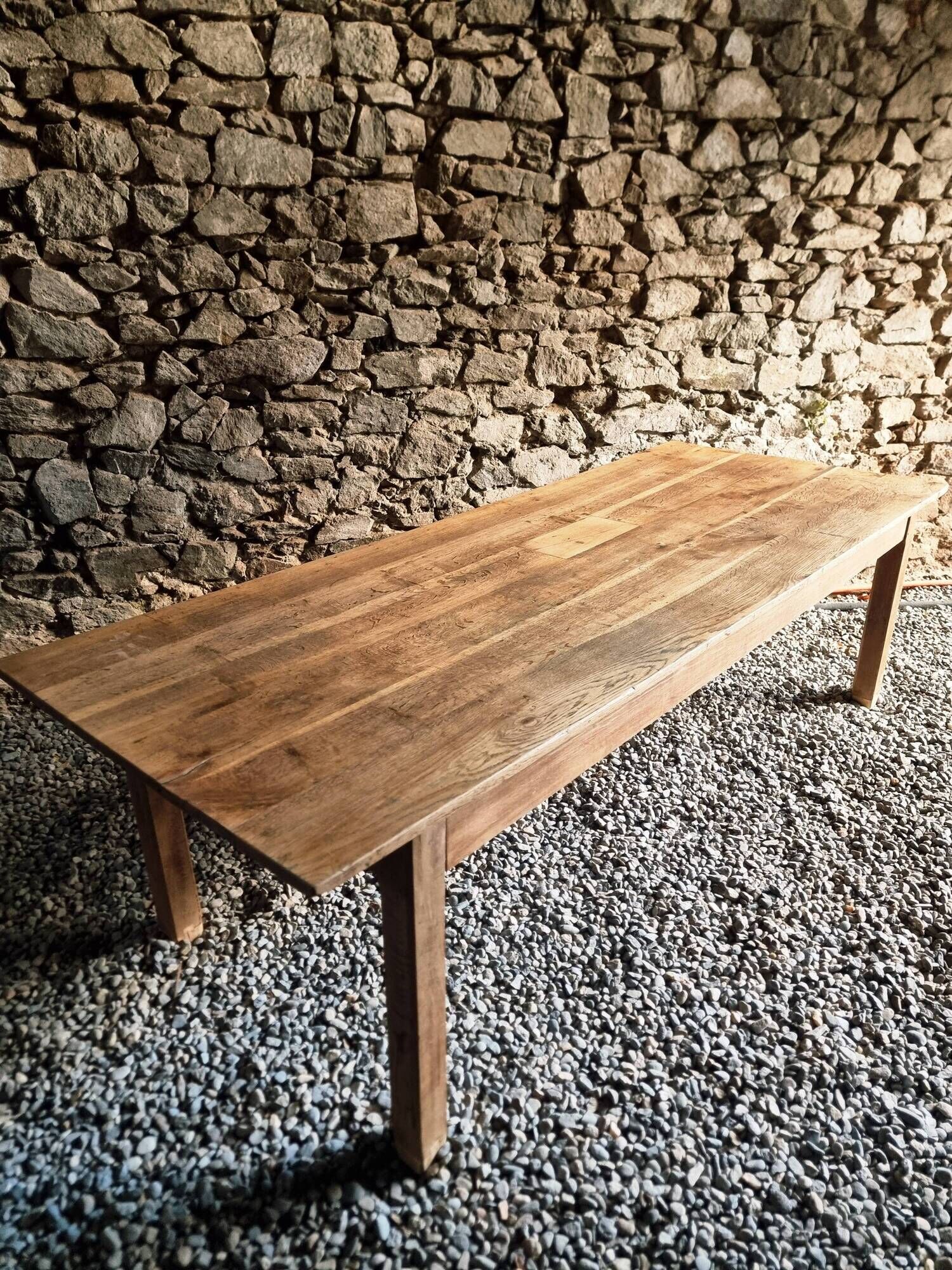 Antique French oak dining table, early 1900s - large farmhouse table for 12 people