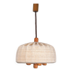 Scandinavian modern adjustable teak & wool pendant lamp from Domus, 1960s
