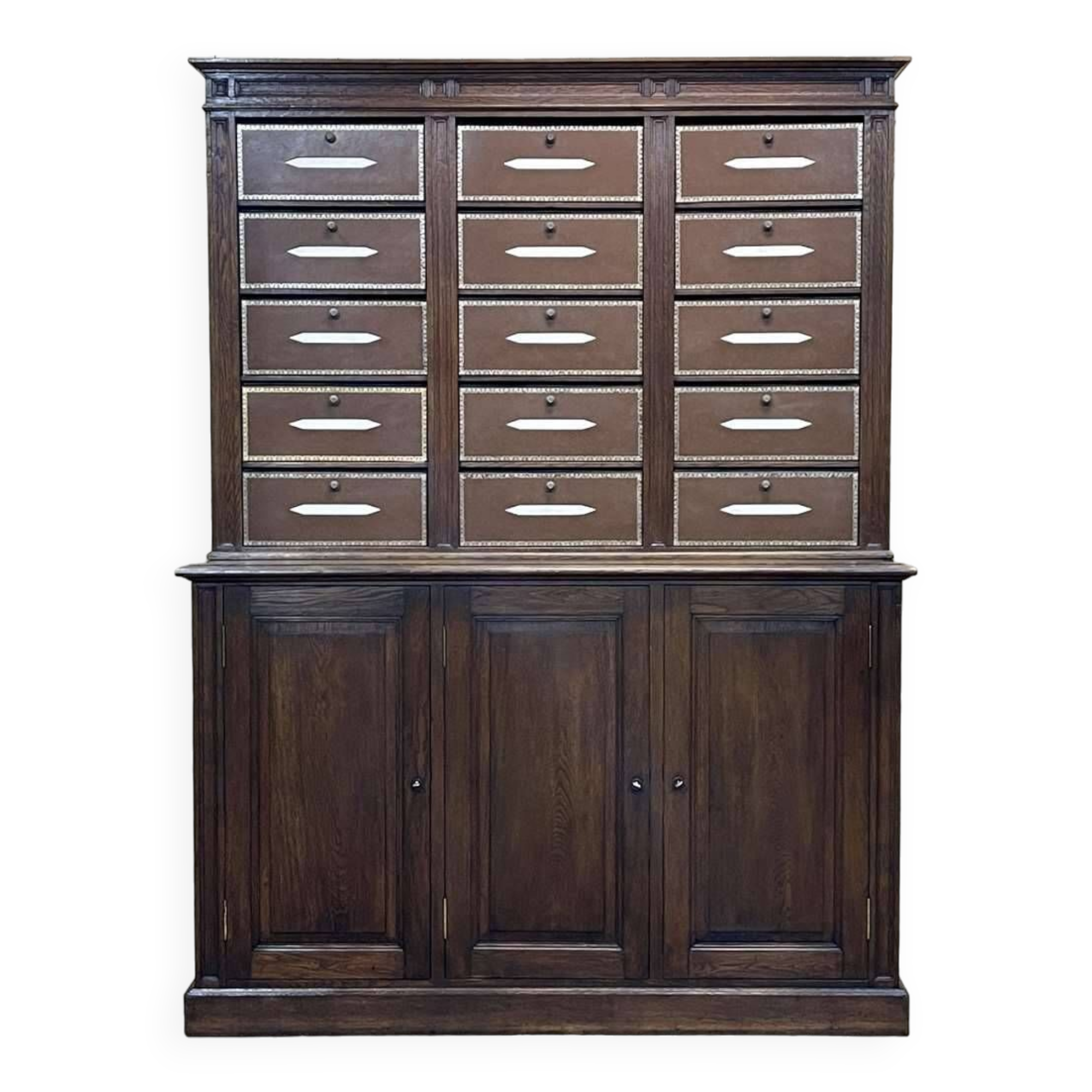 Meuble de notaire début XXème en chêne avec son cartonnier